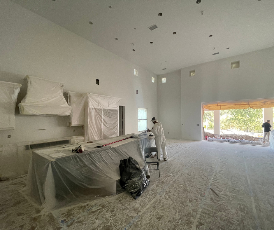 Interior of home that has been painted with an airless sprayer