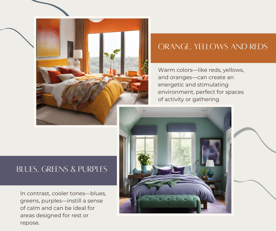 Images of bedrooms with colors that create moods