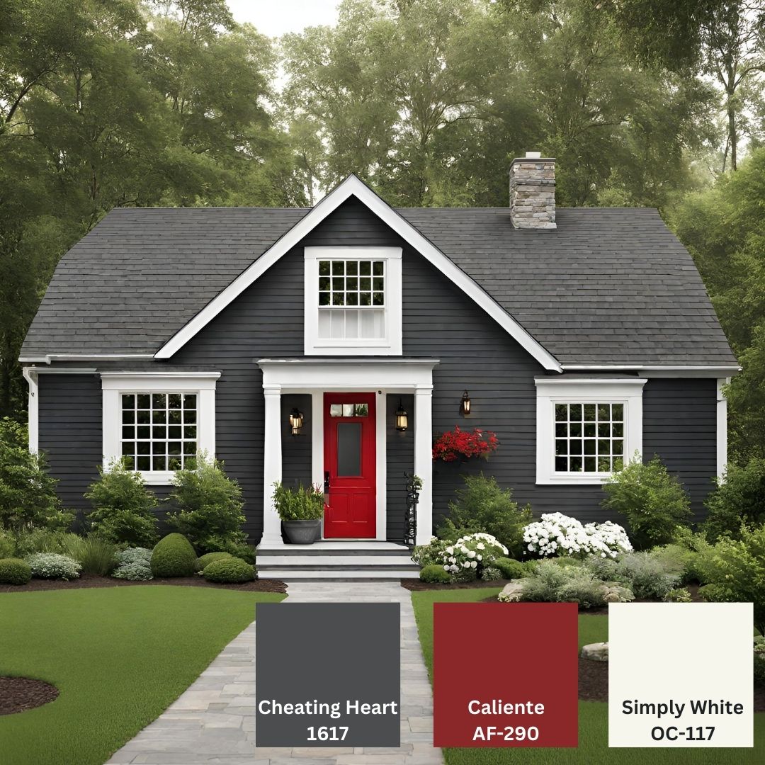 Exterior Of Home With Benjamin Moore Cheating Heart For The Main Color