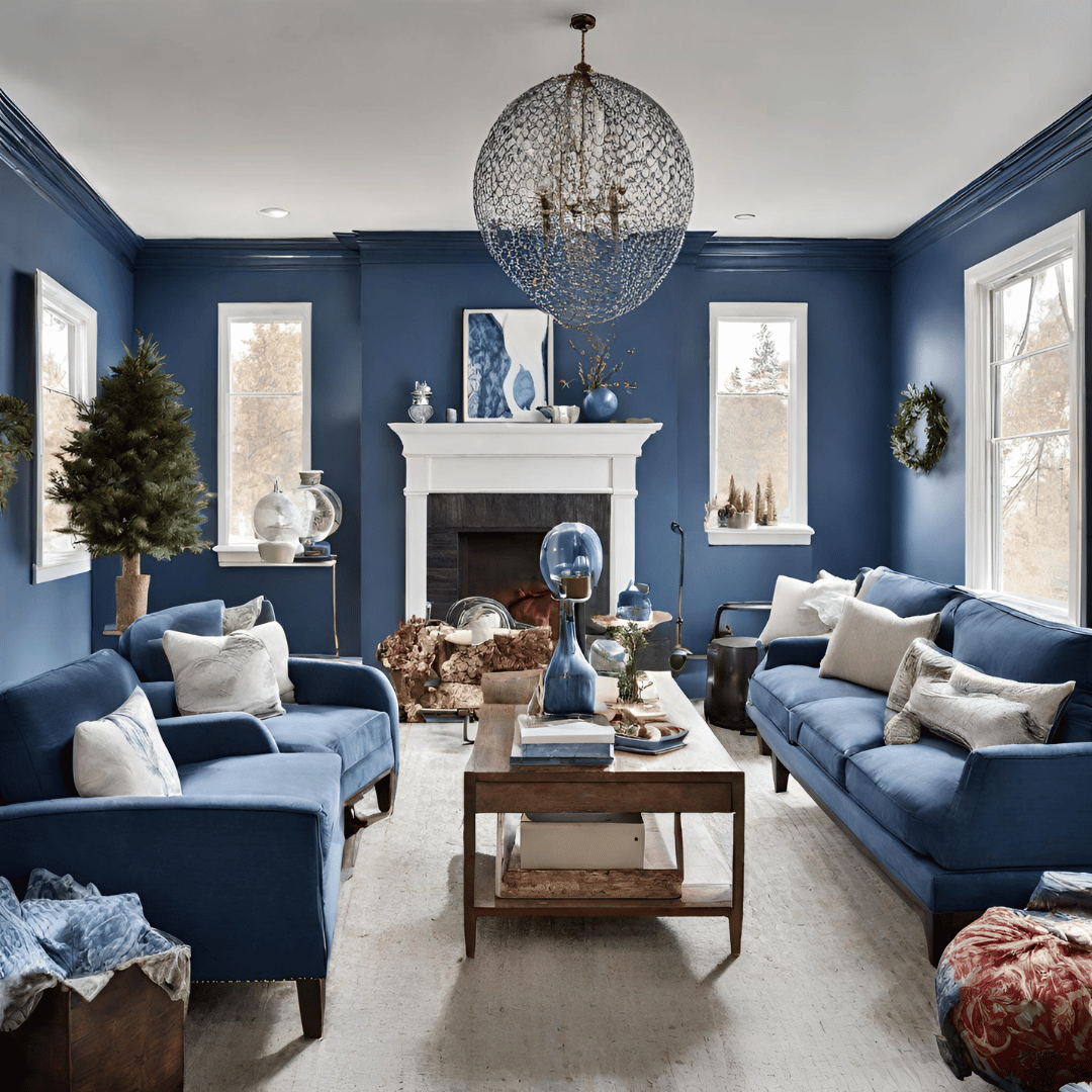 Living Room Painting With Benjamin Moore 2024 Color of the Year Blue Nova