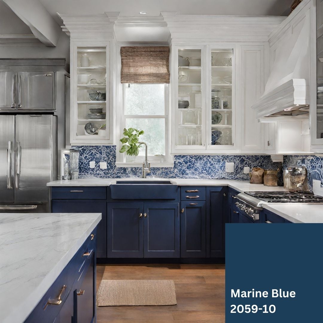 Kitchen Cabinets Painted With Benjamin Moore Marine Blue 2059-10
