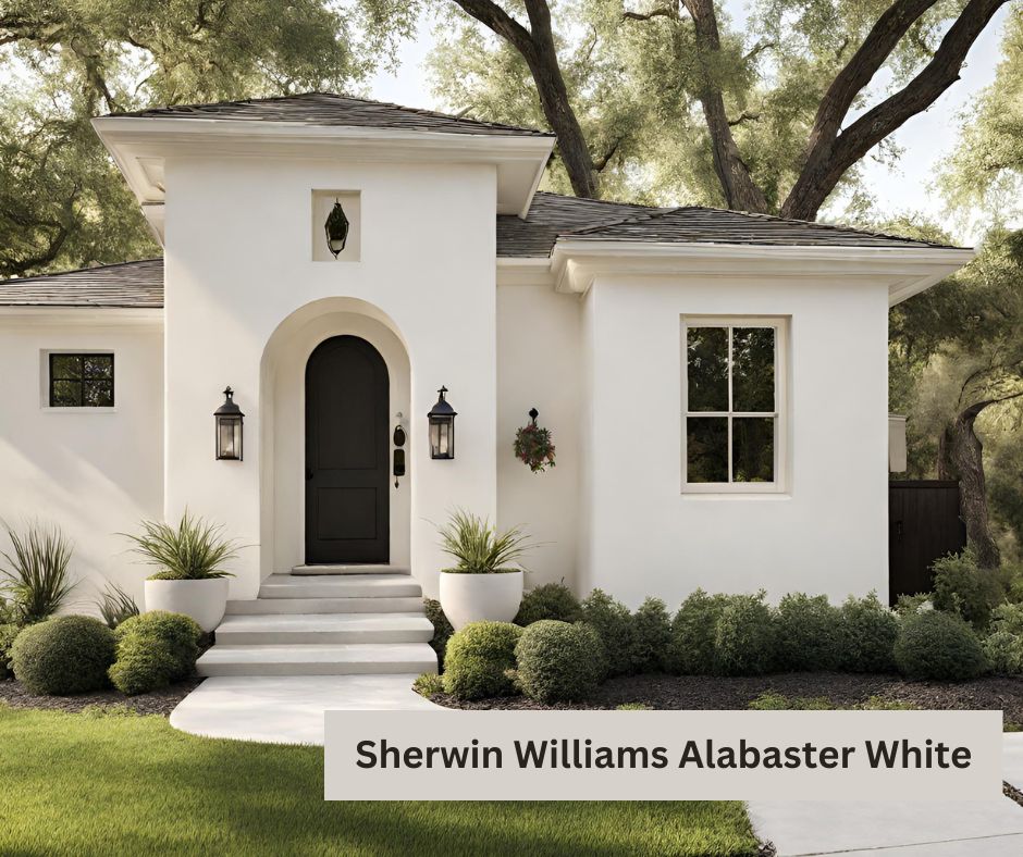 Image of Stucco Home Painted With Sherwin Williams Alabaster
