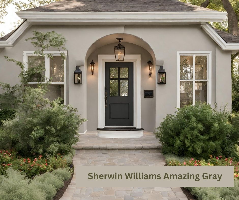 Image of Stucco Home Painted With Sherwin Williams Amazing Gray