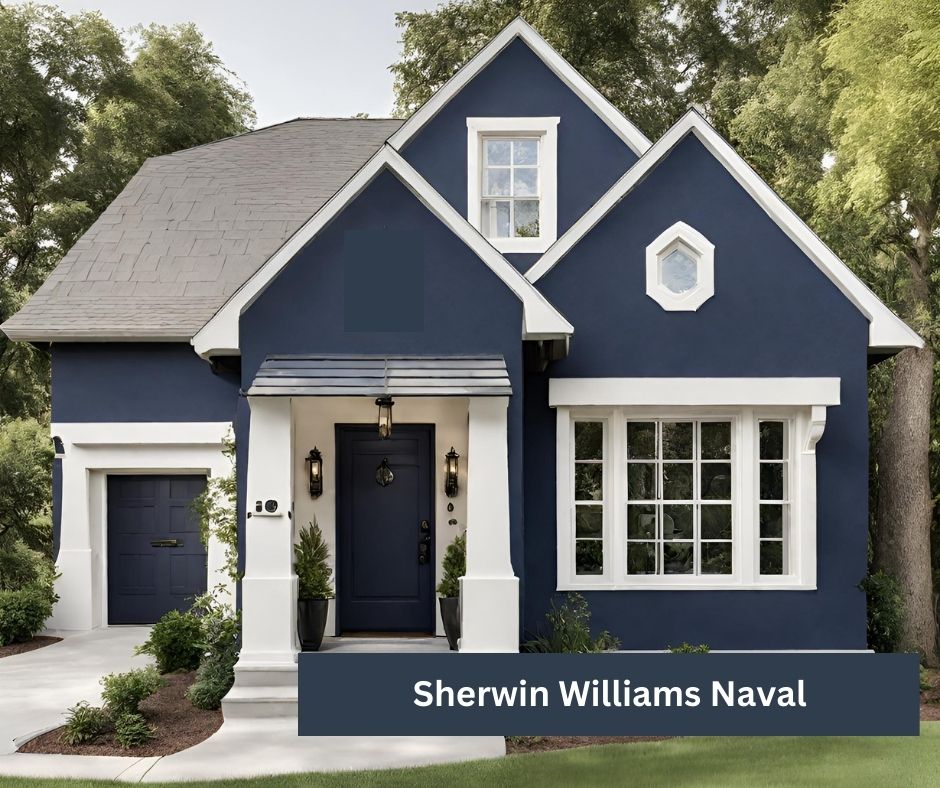 Image of Stucco Home Painted With Sherwin Williams Naval