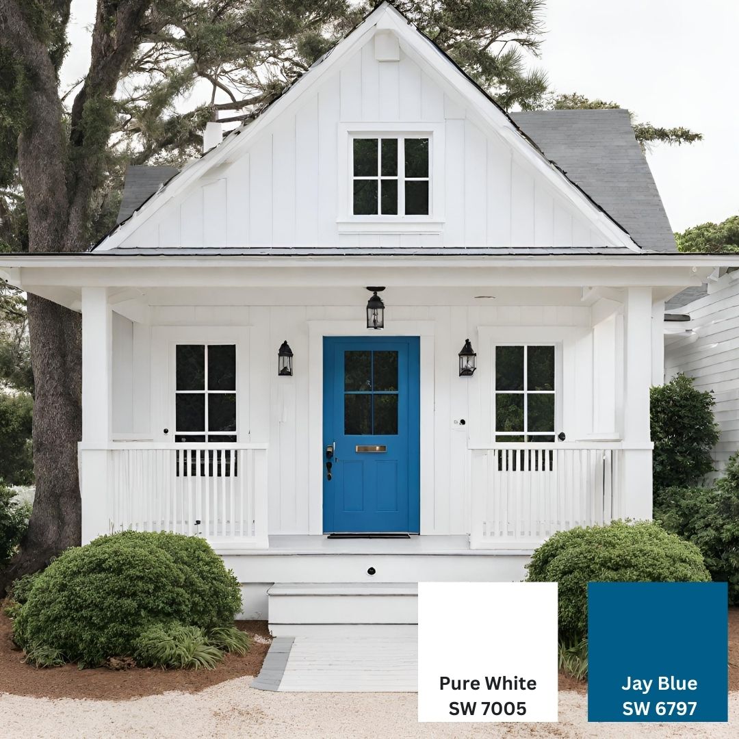 Exterior Of Home With Sherwin Williams Pure White SW 7005  For The Main Color