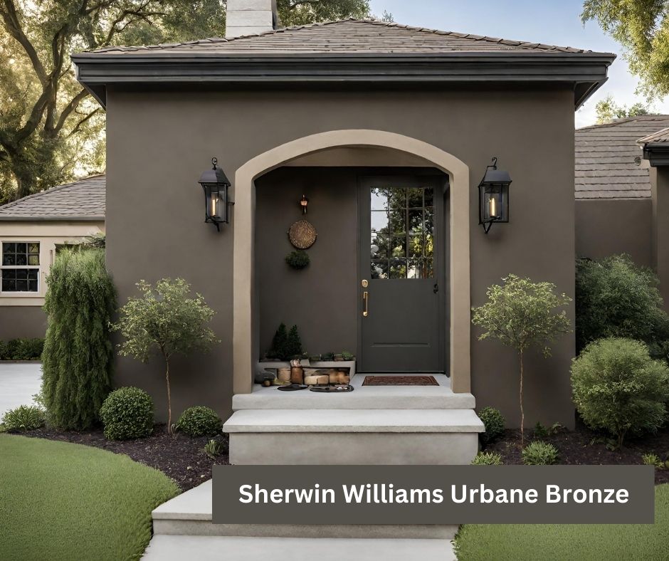 Image of Stucco Home Painted With Sherwin Williams Urbane Bronze