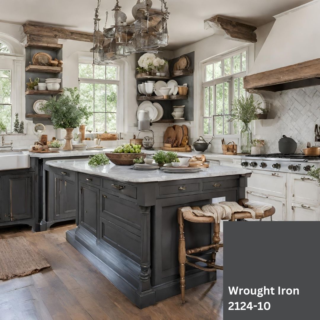 Kitchen Cabinets Painted With Benjamin Moore Wrought Iron 2124.10